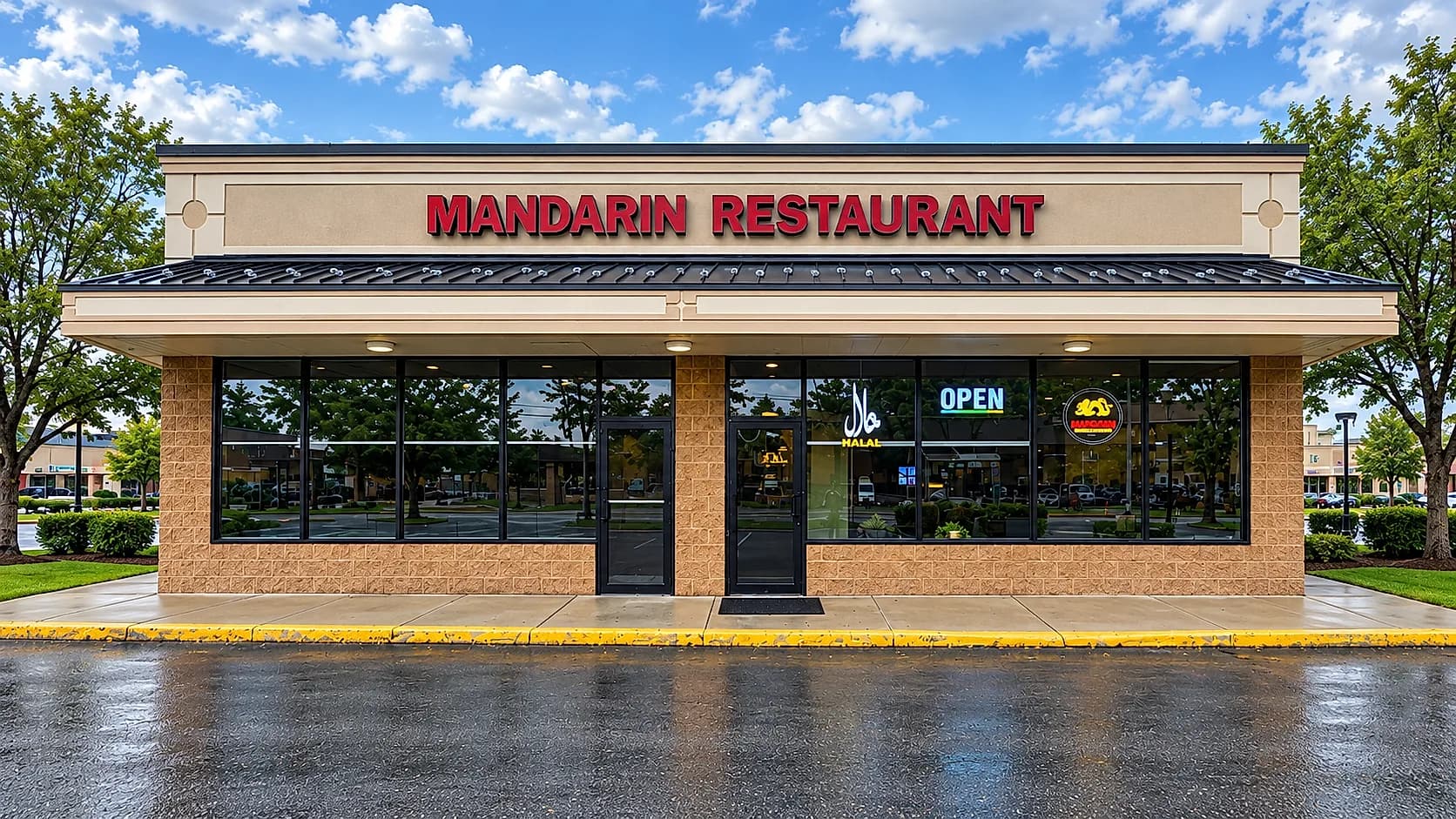 Halal Chinese restaurant dining room at Mandarin Chinese Halal, Springfield Virginia